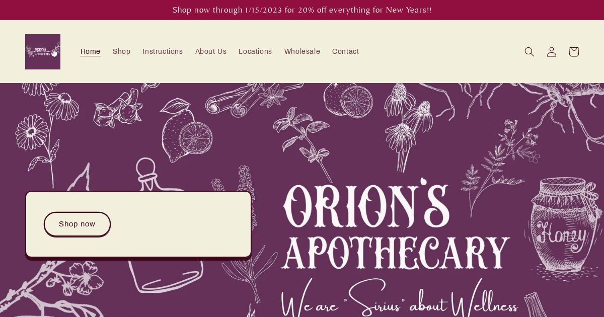 Screenshot of https://orions-apothecary.com/